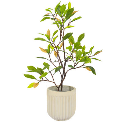 80cm Artificial Landscape Trees With Black Pot Preserved Moss Consise Style Green Yellow Leaves