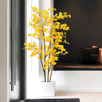 ODM Golden Color Artificial Ginkgo Tree For Exhibition Yellow Leaf