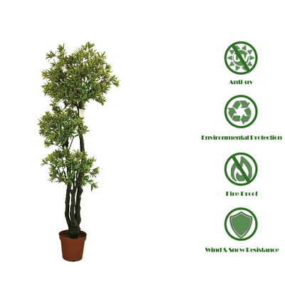Restaurant Balcony Artificial Podocarpus Tree Faux Green Plant 1.6m No Nursing