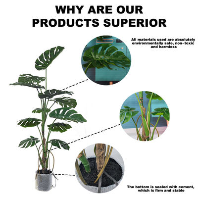 Potted Indoor Plastic Artificial Monstera Plant For Dining Room Decoration