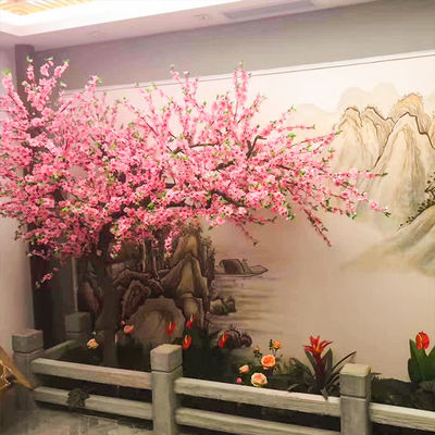 2m Height Real Touch Artificial Flowers Peach Blossom Fake Pink Sakura Tree