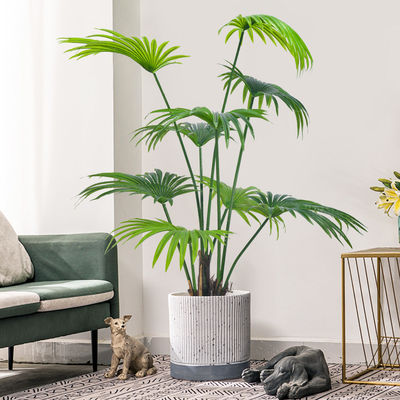 Green Palm Artificial Landscape Trees Potted Plants 120cm With Black Pot No Clor Fading