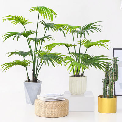 Green Palm Artificial Landscape Trees Potted Plants 120cm With Black Pot No Clor Fading