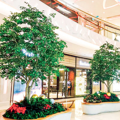 B Style Large Artificial Ficus Tree Custom Height Shopping Mall Foliage Tree Natural Looking