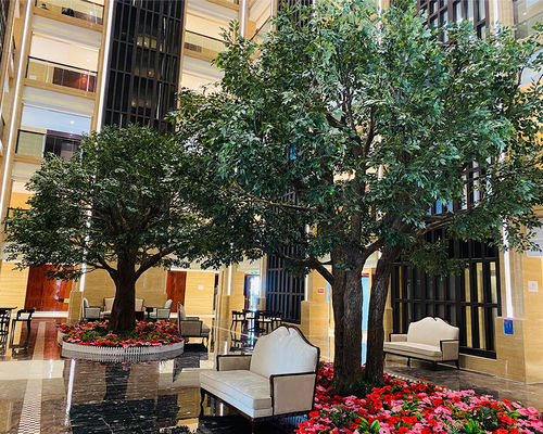 10-13ft özelleştirilebilir yoğun kanopi ile büyük yapay Banyan Ficus Ağacı - Ticari alanlar için lobinin merkezi