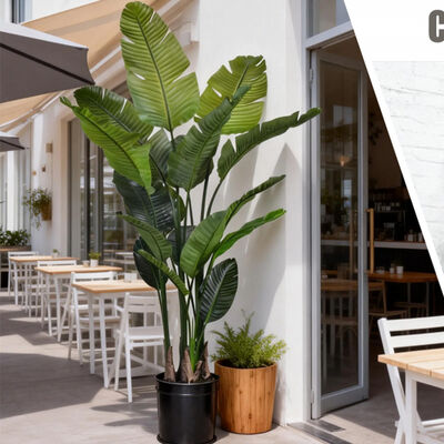 Yüksek Kaliteli Gerçek Dokunuşlu Yapraklar Yapay Bitki Strelitzia Nicolai Ateşe Dayanıklı Sahte Cennet Kuşu İç ve Dış Mekan İçin