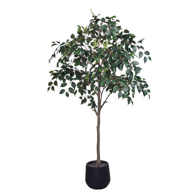 Gerçekçi D-Stil Yapay Stereo Ficus Ağacı | Özel Alev Geciktirici ve UV Dirençli Sahte Banyan Bitkisi, 120/140/180cm, Ticari ve Ev İç Dekorasyonu için Siyah Saksılı Tekdüzen Ambalaj
