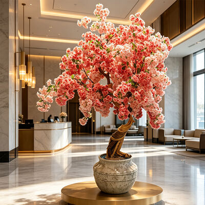 Düğün Dekorasyonu İç Mekan Dış Mekan İçin Yapay Kiraz Çiçeği Ağacı Gerçek Ahşap Gövde İpek Sakura Çiçeği Ağacı