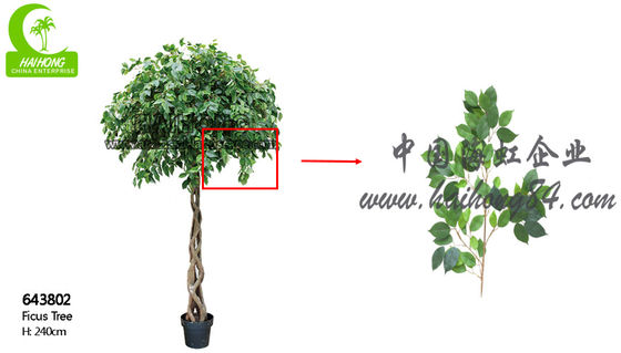 Fire Retardant Aesthetic Faux Ficus Plant , 8ft Artificial Palm Tree In Green