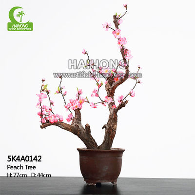 77CM Artificial Potted Floor Plants Lifelike Fake Peach Blossom Tree