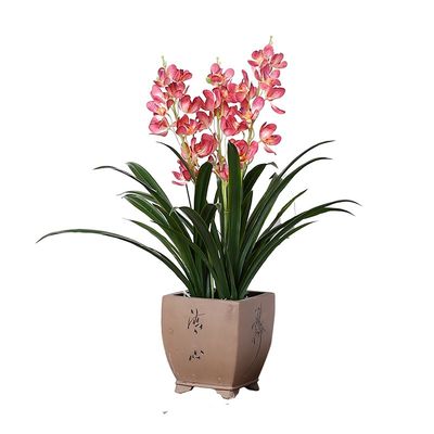 High Lifelike 80cm Artificial Cymbidium Fabric Flowers House Table Decoration