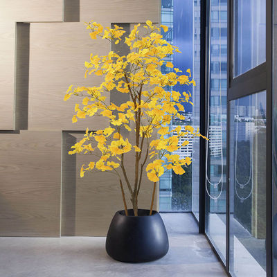 ODM Golden Color Artificial Ginkgo Tree For Exhibition Yellow Leaf